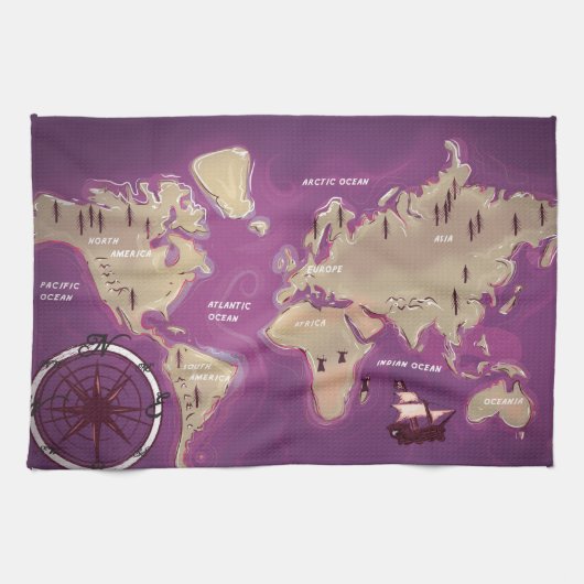 世界地図 キッチンタオル (横)
