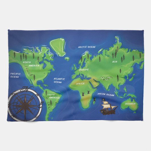 世界地図 キッチンタオル (横)
