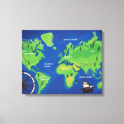 世界地図 キャンバスプリント (正面)