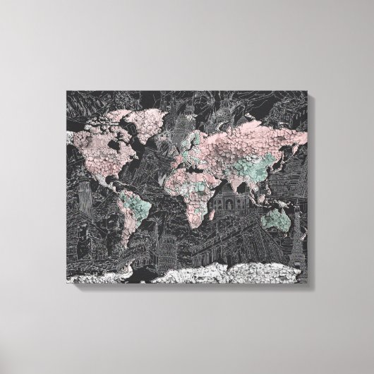 世界地図 キャンバスプリント (正面)