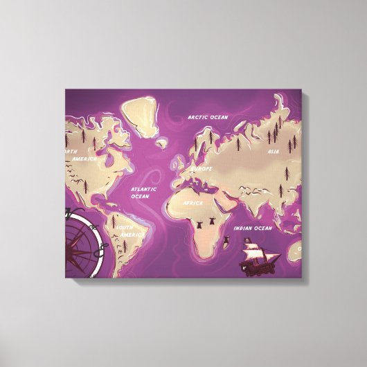 世界地図 キャンバスプリント (正面)