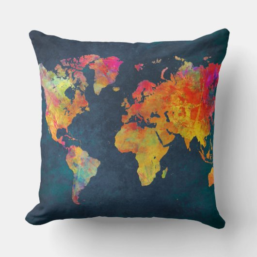 世界地図 クッション (正面)