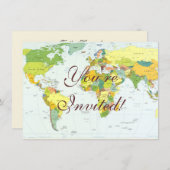 世界地図 グローブ 国 アトラス 招待状 (正面/裏面)