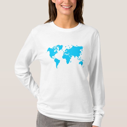 世界地図 – スカイブルー Tシャツ (正面)