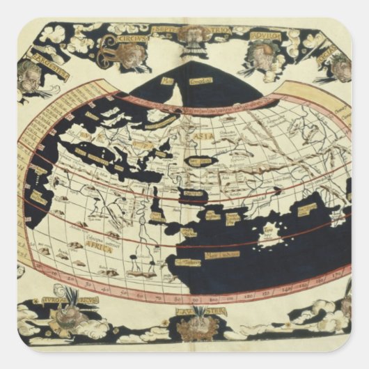 世界地図 スクエアシール (正面)