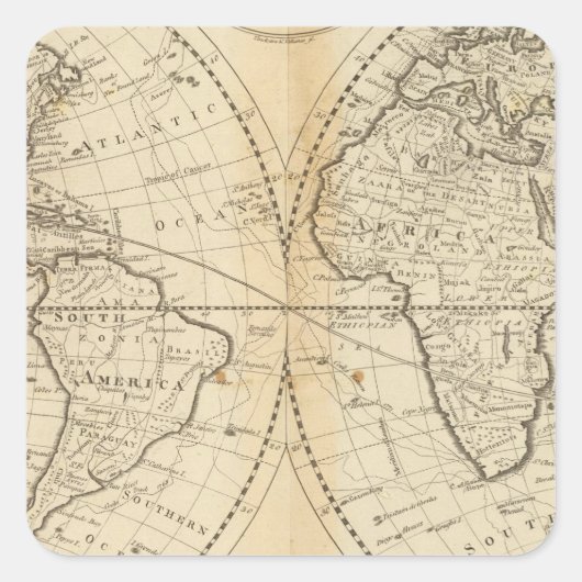 世界地図 スクエアシール (正面)