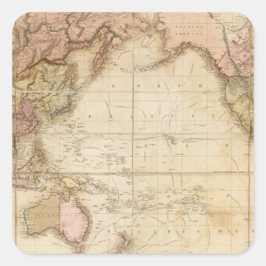 世界地図 スクエアシール (正面)