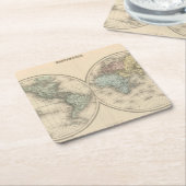 世界地図 スクエアペーパーコースター (アングル)