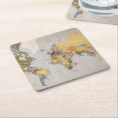 世界地図 スクエアペーパーコースター (アングル)