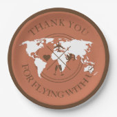 世界地図 トラベル ウェディング デコ ボヘミア テラコッタ ペーパープレート (正面)