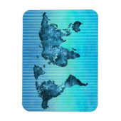 世界地図 |ネオンブルーのストライプ マグネット (縦)