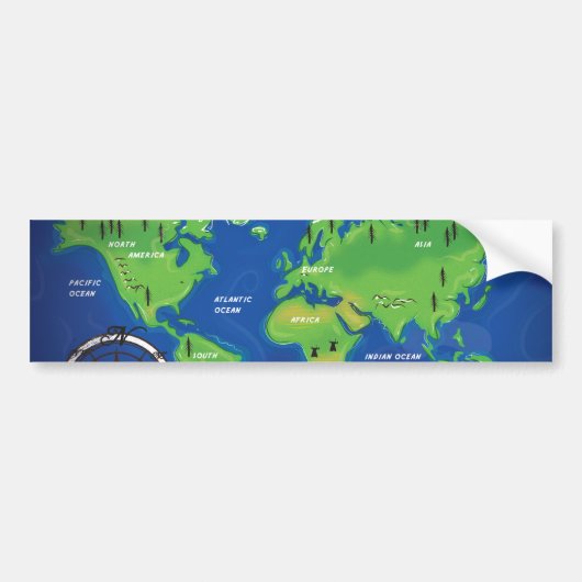 世界地図 バンパーステッカー (正面)