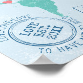 世界地図+パスポートカスタムスタンプGuest Signature ポスター (角)