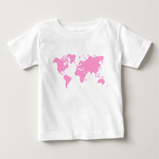 世界地図 – ピンク ベビーTシャツ (正面)