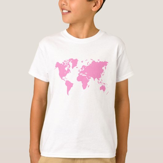 世界地図 – ピンク Tシャツ (正面)