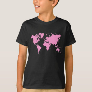 世界地図 - ピンク Tシャツ