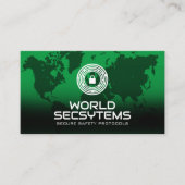 世界地図 |フィンガープリントロックロゴ |セキュリティ 名刺 (正面)