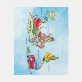 世界地図 フリースブランケット (正面)