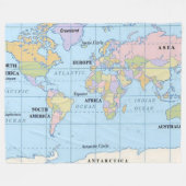 世界地図 フリースブランケット (正面(横))