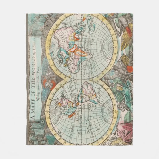 世界地図 フリースブランケット (正面)