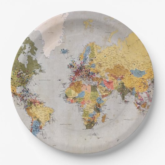 世界地図 ペーパープレート (正面)