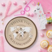 世界地図 ボヘミアンビーチ ウェディングデコレーション トラベルテーマ ベージュ ペーパープレート (パーティー)