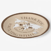 世界地図 ボヘミアンビーチ ウェディングデコレーション トラベルテーマ ベージュ ペーパープレート (アングル)