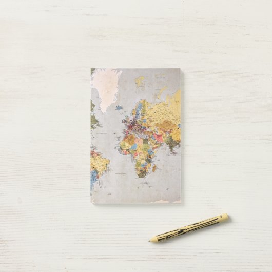 世界地図 ポストイット (デスク上)