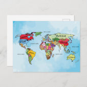 世界地図 ポストカード (正面/裏面)