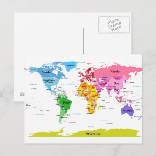 世界地図 ポストカード (正面/裏面)