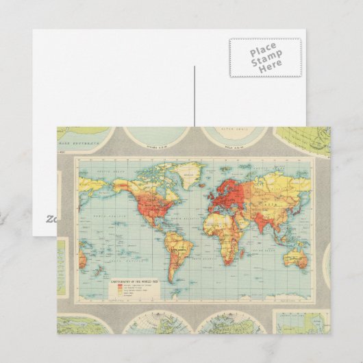 世界地図 ポストカード (正面/裏面)
