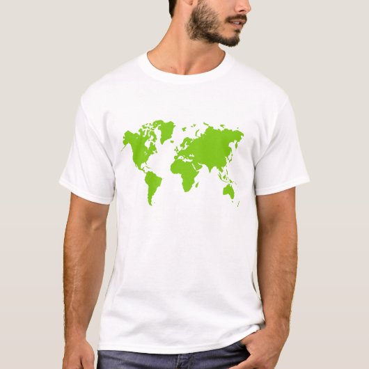世界地図 - マーティアングリーン Tシャツ (正面)
