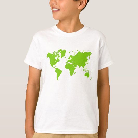 世界地図 - マーティアン グリーン Tシャツ (正面)