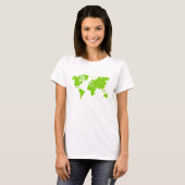 世界地図 - マーティアン グリーン Tシャツ (正面フル)