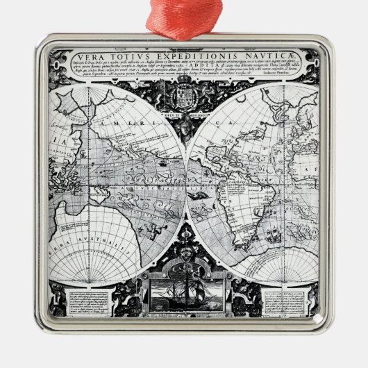 世界地図 メタルオーナメント (正面)