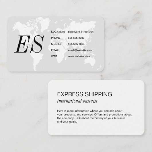 世界地図/モノグラム 名刺 (正面/裏面)