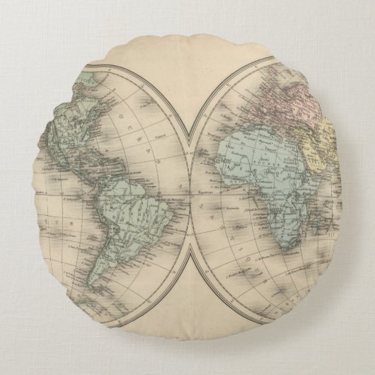 世界地図 ラウンドクッション (正面)