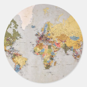 世界地図 ラウンドシール