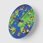 世界地図 ラウンド壁時計 (傾斜)
