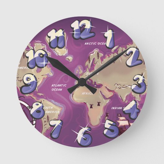 世界地図 ラウンド壁時計 (正面)