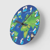 世界地図 ラウンド壁時計 (傾斜)