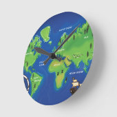 世界地図 ラウンド壁時計 (傾斜)