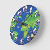 世界地図 ラウンド壁時計 (傾斜)