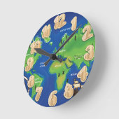 世界地図 ラウンド壁時計 (傾斜)