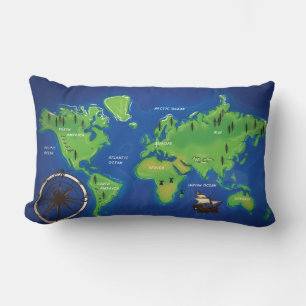 世界地図 ランバークッション