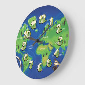 世界地図 ラージ壁時計 (傾斜)