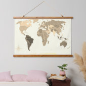 世界地図 吊り下げ型タペストリー (寝室)