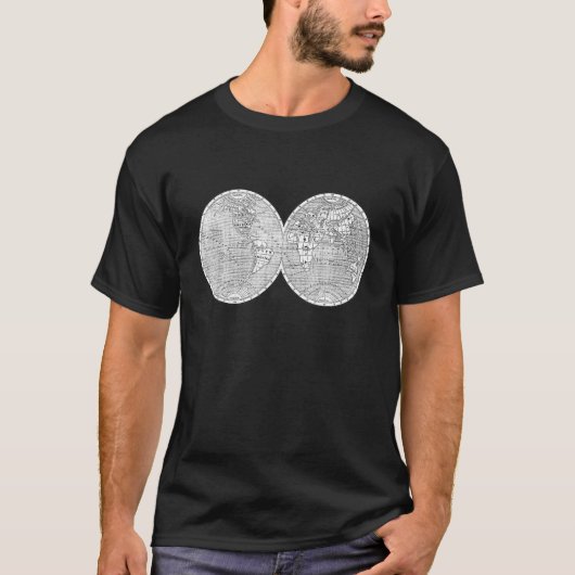 世界地図 地理 古地図 Tシャツ (正面)