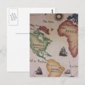 世界地図 – 大西洋海 ポストカード (正面/裏面)