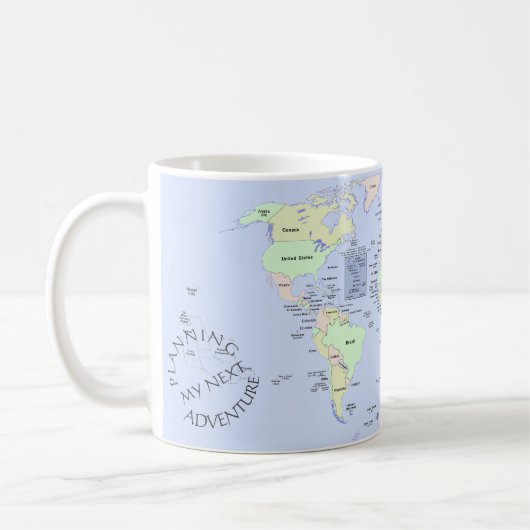 世界地図 - 次の冒険を計画中 - オリジナル コーヒーマグカップ (左)